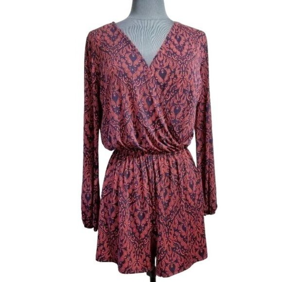 Honey Punch Romper Blue PinkSize Medium